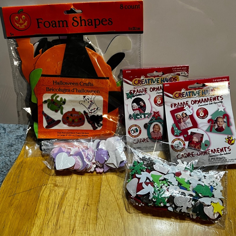 Creative Hands Foam Craft Kit Bundle Halloween Christmas Ornaments Stickers
